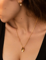 The Gold Pearl Leaf Pendant Necklace