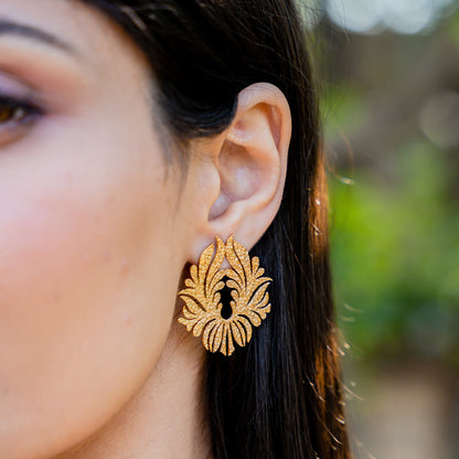 The Shine Of Gold Flower Earrings